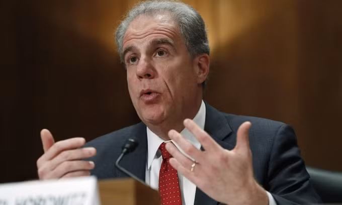 Tổng Thanh tra Bộ Tư pháp Michael Horowitz trong một cuộc họp ở Đồi Capitol hồi tháng 12/2019. Ảnh: AP. 