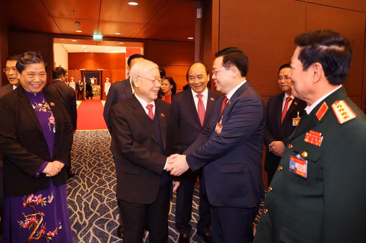 Tổng Bí thư, Chủ tịch nước Nguyễn Phú Trọng và các đại biểu tới dự phiên trù bị Đại hội XIII.