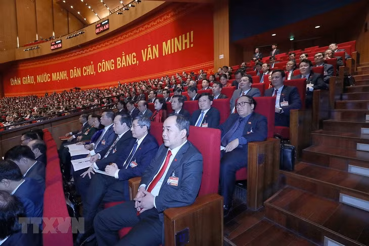 Đoàn đại biểu Đảng bộ Khối các cơ quan Trung ương dự Đại hội. (Ảnh: TTXVN)