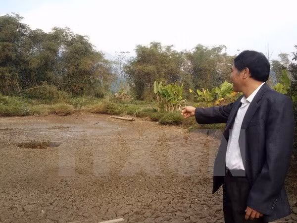 Một điểm sụt lún tại huyện Chợ Đồn, tỉnh Bắc Kạn. (Ảnh: Mạnh Hà/TTXVN)