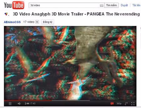 Các video 3D trên trang YouTube ngày càng phổ biến.