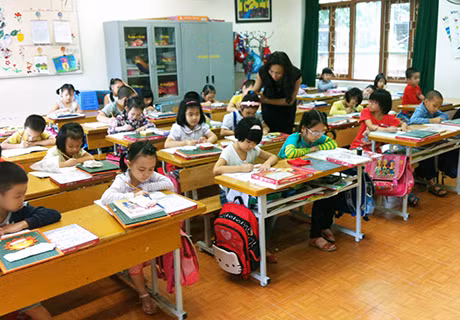 Tiết học vần của lớp 1B, Trường Tiểu học Lê Hồng Phong (TP Hạ Long).