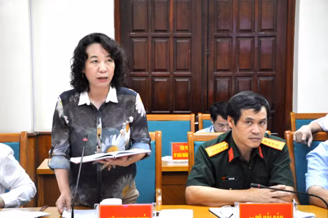 Đồng chí Vũ Thị Thu Thủy, Phó Chủ tịch UBND tỉnh phát biểu tại cuộc họp