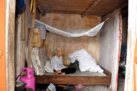 Đã gần 5 năm nay, mẹ con anh Đinh Viết Vinh, khu phố 3, thị trấn Ba Chẽ sống trong cảnh tạm bợ như thế này.