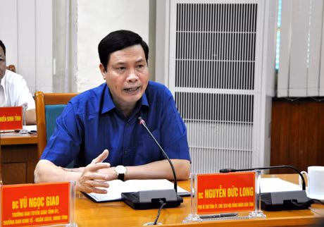 Đồng chí Nguyễn Đức Long, Phó Bí thư Tỉnh ủy, Chủ tịch HĐND tỉnh phát biểu tại cuộc họp.