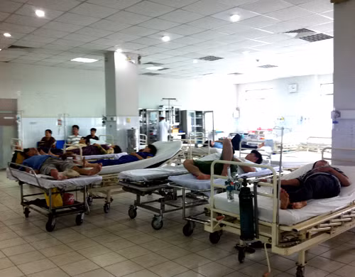 Khoa cấp cứu nơi nhóm thanh niên quậy phá. Ảnh: T.C