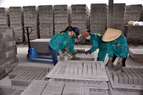 Sản xuất gạch không nung tại Công ty CP Dịch vụ môi trường Đông Khê (Đông Triều).