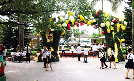 Khuôn viên xanh ở Trường tiểu học Vĩnh Khê (Đông Triều). Ảnh: Phòng GD-ĐT Đông Triều