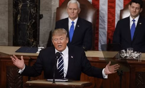 Tổng thống Donald Trum phát biểu tại Quốc hội Mỹ. Ảnh: PBS.