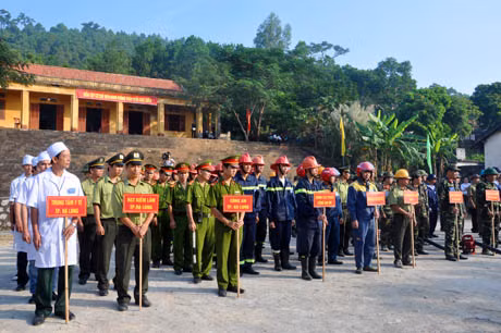 Tham gia buổi diễn tập gồm có hơn 200 cán bộ, lực lượng chức năng