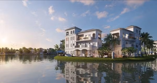 Những căn biệt thự nổi Vinhomes Marina nằm tại phân khu Ngọc Trai, có diện tích 165m2 – 226m2, là chất sống mới bước ra từ giữa miền đất Địa Trung Hải; là tấm vé đặc quyền thụ hưởng tiện ích thượng đẳng, sang quý; là một vị thế riêng chỉ của những chủ nhân tinh hoa (Hình ảnh minh họa Biệt thự nổi bên hồ 7,2ha thuộc phân khu Ngọc Trai, Vinhomes Marina)