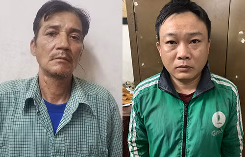  Hai đối tượng Châu và Quân tại cơ quan điều tra.