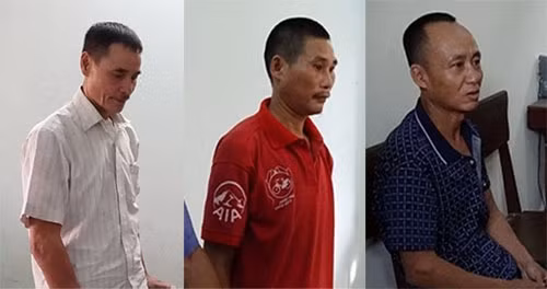 Ba nghi can Thịnh, Sửu và Chương tại cơ quan điều tra. Ảnh: Đ.H
