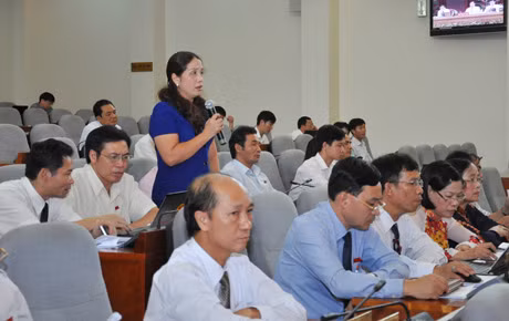 ĐB Vũ Liên Oanh chất vấn tại kỳ họp.