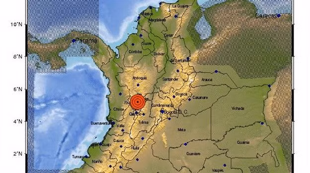 Khu vực xảy ra động đất. (Nguồn: Cơ quan địa chất Colombia)