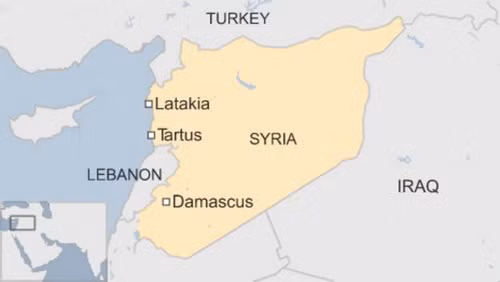 Vị trí căn cứ hải quân Tartus của Nga ở Syria. Đồ họa: BBC.