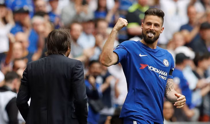  Giroud ăn mừng bàn mở tỉ số cho Chelsea. Ảnh: REUTERS