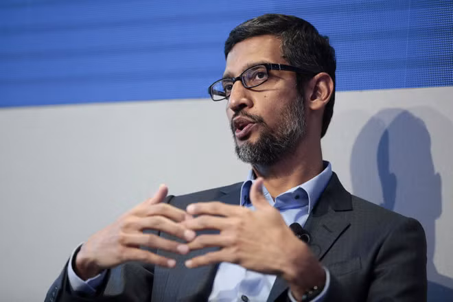 CEO Google, Sundar Pichai , có thể sẽ là người nối gót Mark Zuckerberg điều trần tại quốc hội Mỹ. Ảnh: Bloomberg.