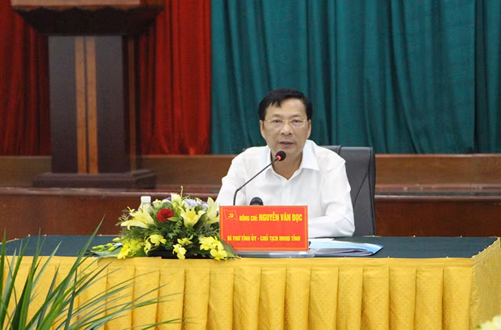 Nguyễn Văn Đọc, Bí thư Tỉnh ủy, Chủ tịch HĐND tỉnh phát biểu kết luận buổi làm việc.
