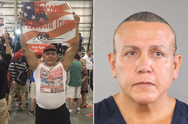 Cesar Sayoc là một người ủng hộ Tổng thống Trump. Ảnh: Facebook, Văn phòng Cảnh sát trưởng Hạt Broward.