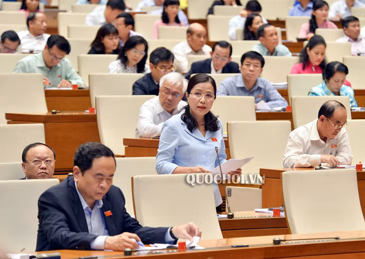 Trưởng Đoàn ĐBQH tỉnh Quảng Ninh phát biểu tại hội trường. Ảnh: Quang Khánh (Báo Đại biểu Nhân dân) 