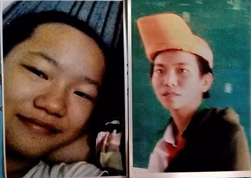 Hai cháu Uyên (trái) và Hùng (phải) trước khi mất tích.