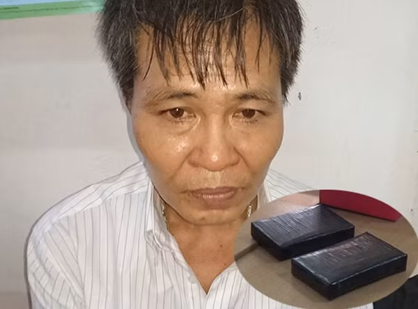 Đối tượng Bùi Văn Đức và tang vật.