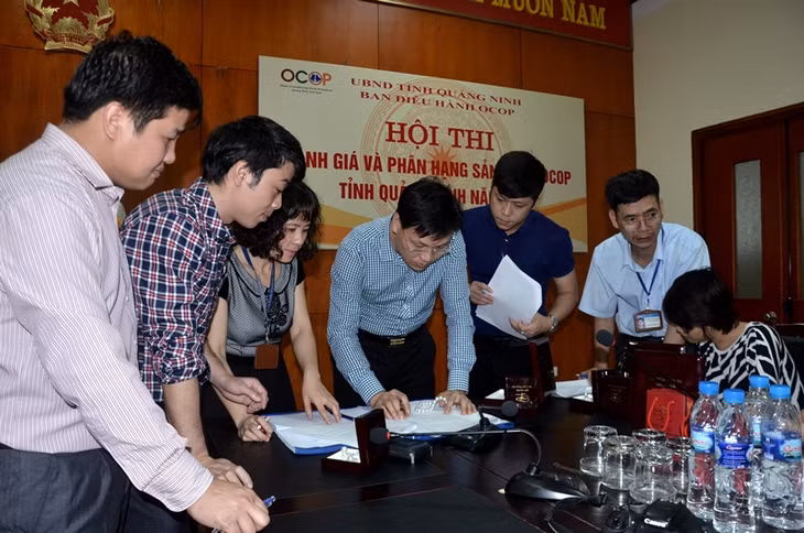 Các thành viên Hội đồng đánh giá các sản phẩm làm từ ngọc trai của Công ty CP Ngọc trai Hạ Long