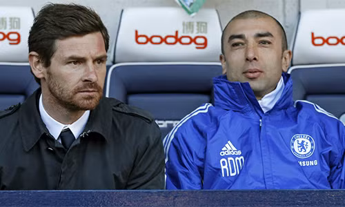 Di Matteo (trái) lên dẫn dắt Chelsea sau khi CLB sa thải Villas-Boas. Nhưng ông cũng không trụ lại được lâu trong "cỗ máy nghiền HLV" mà Abramovich dựng nên ở Stamford Bridge. Ảnh: AFP.