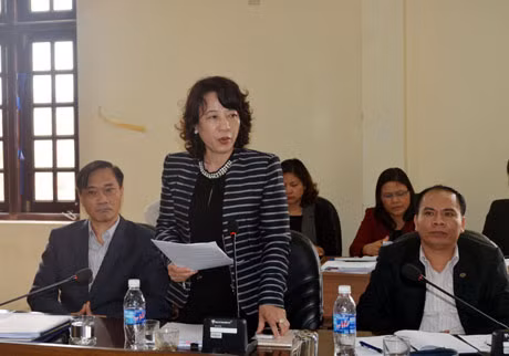 Đồng chí Vũ Thị Thu Thủy, Phó Chủ tịch UBND tỉnh phát biểu tại buổi làm việc