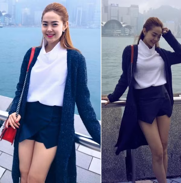  Nữ ca sĩ thu hút mọi ánh nhìn nhờ chân váy ngắn kết hợp áo sơ mi đi cùng áo choàng dài đầy phong cách.