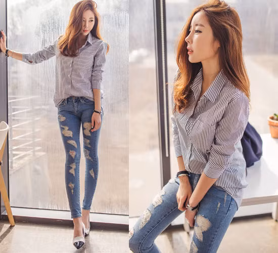 Áo sơ mi kẻ sọc là dáng áo phù hợp với hầu hết các form dáng. Không chỉ là item tôn dáng, họa tiết kẻ sọc trẻ trung và hiện đại còn mang đến vẻ ngoài nổi bật, cuốn hút nhưng vẫn rất thanh lịch và duyên dáng. Vì vậy mà, nó được coi là item đặc biệt phù hợp với tác phong chuyên nghiệp chốn văn phòng.
