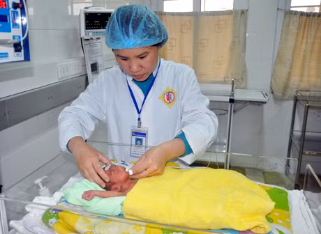 Trẻ dưới 6 tuổi là một trong các đối tượng được Nhà nước hỗ trợ 100% BHYT. Trong ảnh: Chăm sóc trẻ sơ sinh tại Bệnh viện Việt Nam - Thụy Điển Uông Bí.