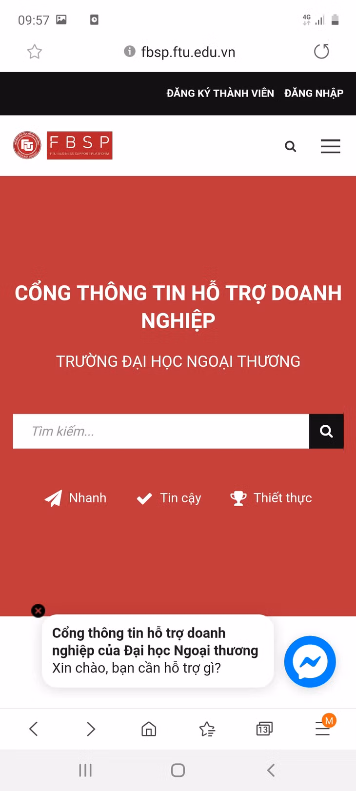 Giao diện Cổng thông tin hỗ trợ doanh nghiệp được thiết kế khoa học.