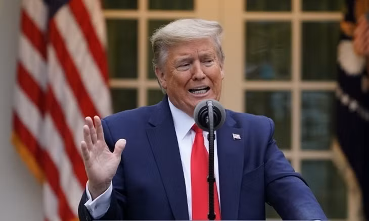 Tổng thống Mỹ Donald Trump tại cuộc họp báo ở Nhà Trắng hôm 14/4. Ảnh: AFP.