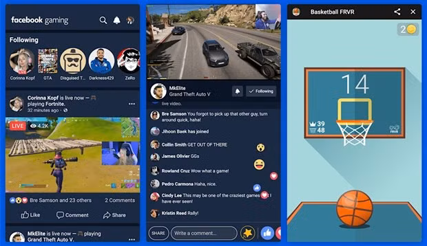 Giao diện ứng dụng Facebook Gaming. (Nguồn: Facebook)