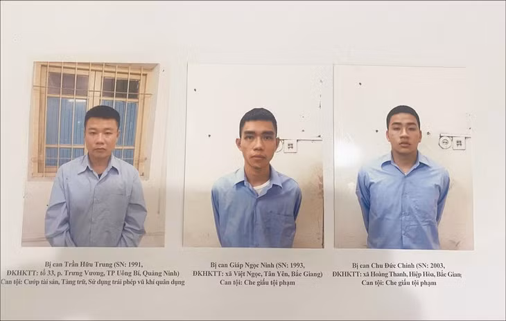 Các đối tượng tại cơ quan công an.