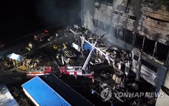 Hiện trường vụ hỏa hoạn. Ảnh: Yonhap.