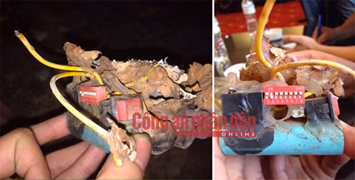 Các quả nổ Hoài đã kích nổ ở khách sạn. Ảnh: Công an nhân dân