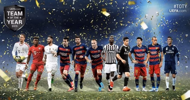  Đội hình tiêu biểu năm 2015. Ảnh: UEFA.