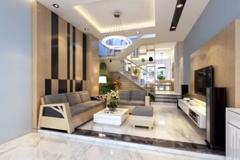 Bố trí sofa vuông góc với cửa chính.
