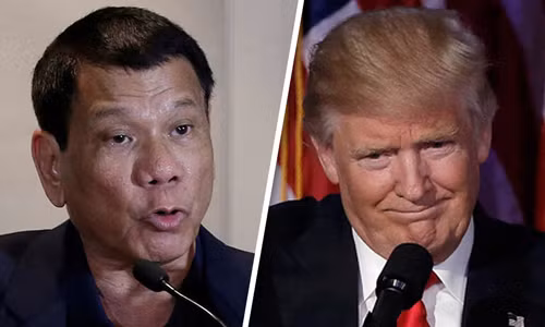 Tổng thống Philippines Duterte (trái) và Tổng thống đắc cử Mỹ Trump. Ảnh: CBS