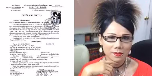  Lisa Phạm đang bị Bộ Công an truy nã vì tội khủng bố.
