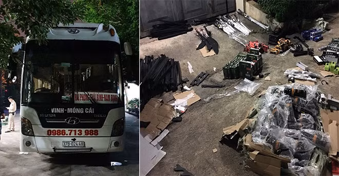 Anh: Phương tiện vận chuyển và số lượng lớn hàng hóa không rõ nguồn gốc do CSGT thu giữ (Ảnh: Minh Châu-Công an Quảng Ninh)