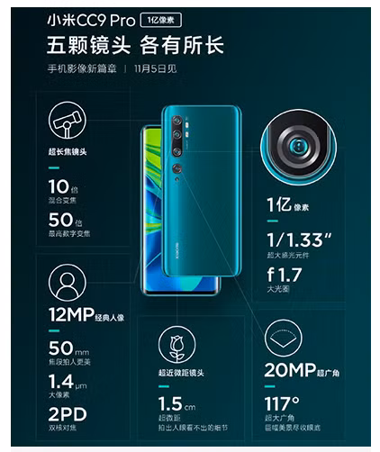 Xiaomi tiết lộ về Mi Note 10 trên Twitter.