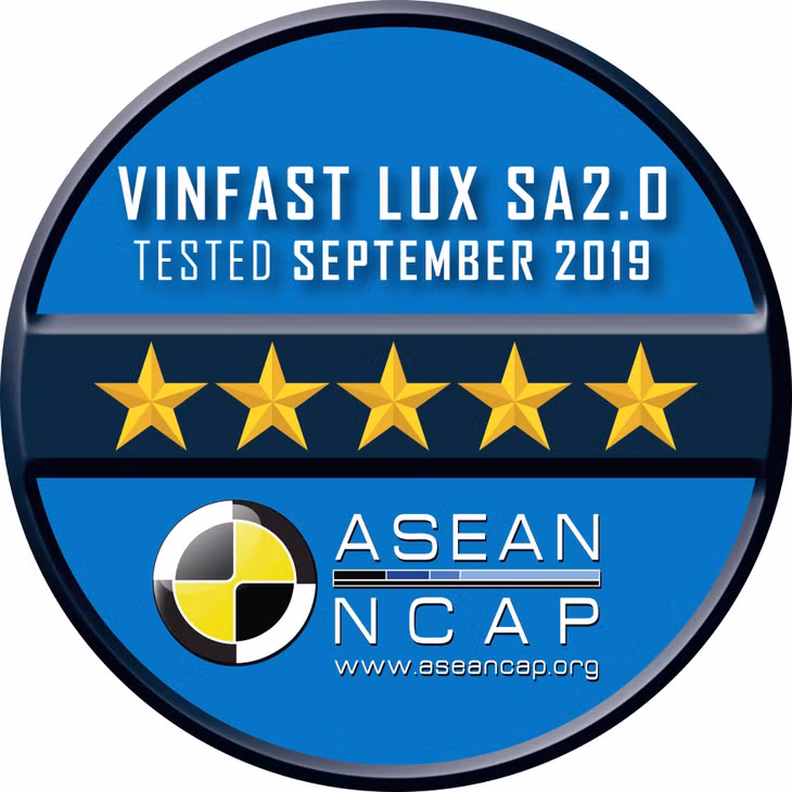 Chứng chỉ an toàn ASEAN NCAP 5 sao dành cho hai mẫu xe Lux SA2.0 và Lux A2.0 của VinFast.