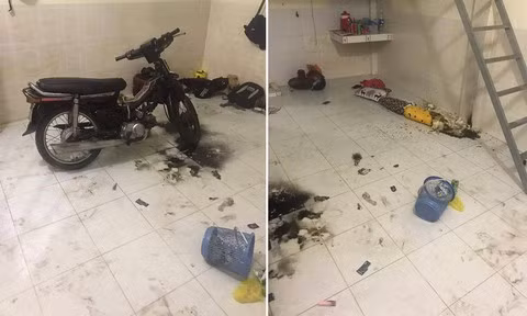 Hiện trường vụ cháy phòng trọ.