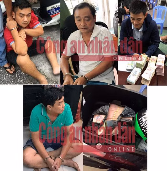 Các đối tượng trong đường dây tổ chức đánh bạc và đánh bạc dưới hình thức tín chấp cá độ bóng đá. Ảnh: Công an nhân dân