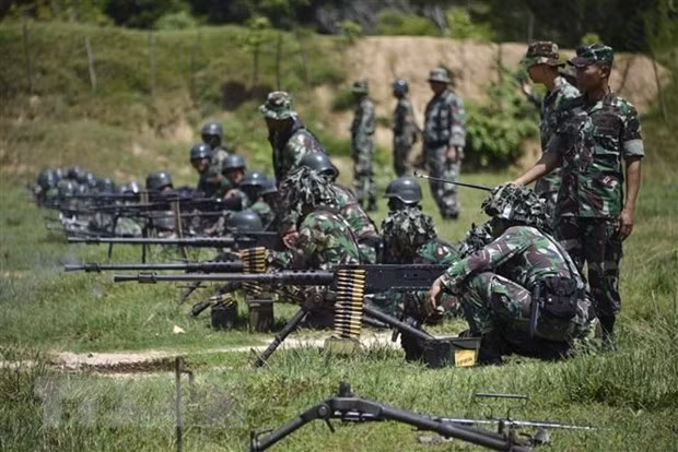 Binh sỹ Indonesia tham gia một cuộc diễn tập tại Banda Aceh ngày 11/6/2019. (Nguồn: AFP/TTXVN)
