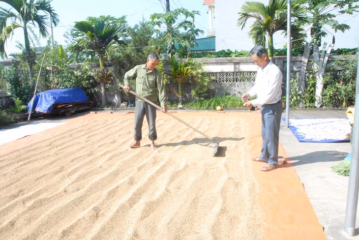 Ông Phạm Như Thống (bên phải) nắm tình hình sản xuất các hộ dân trên địa bàn thôn Đông.